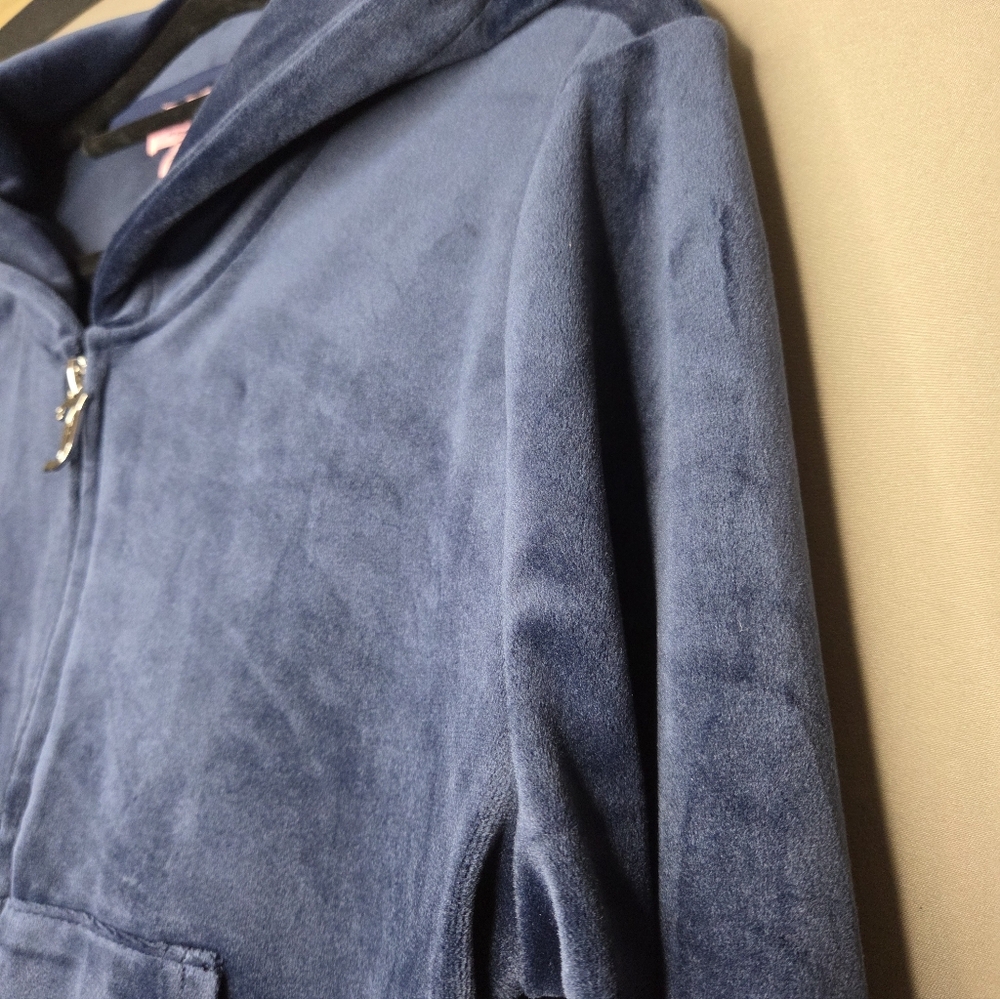 Juicy Couture Velour Regal Blue Hoodie With Bling Crown Logo - Picture 4 of 12